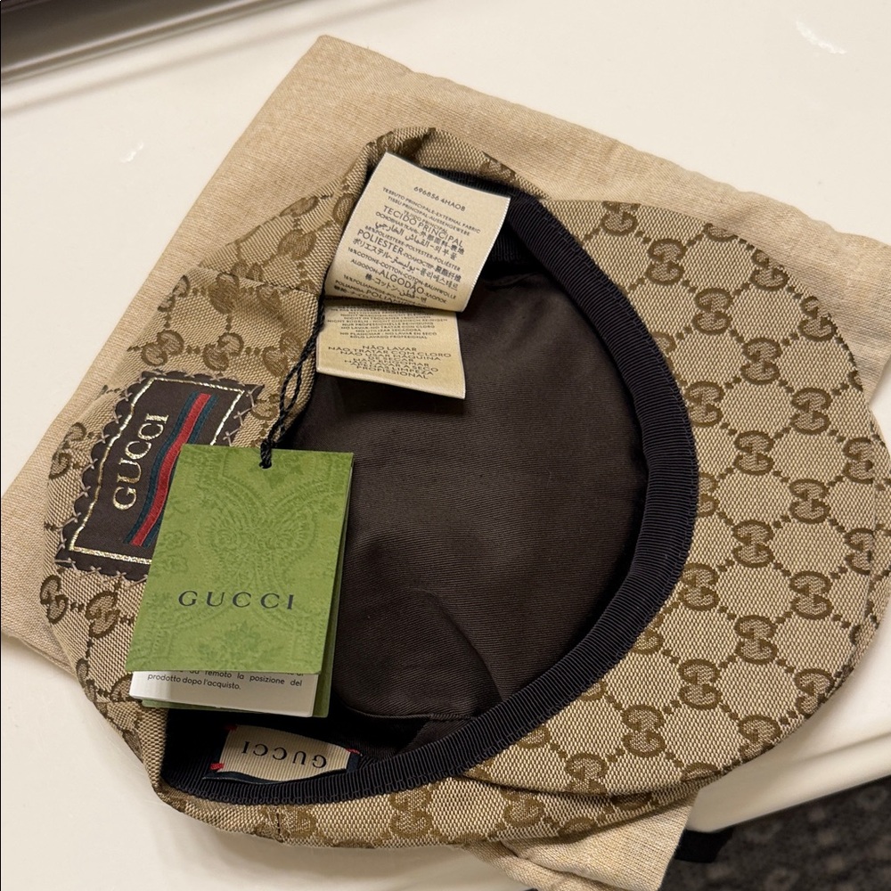 Gucci Beige/Brown GG Monogram Newsboy Cap - Picture 13 of 15